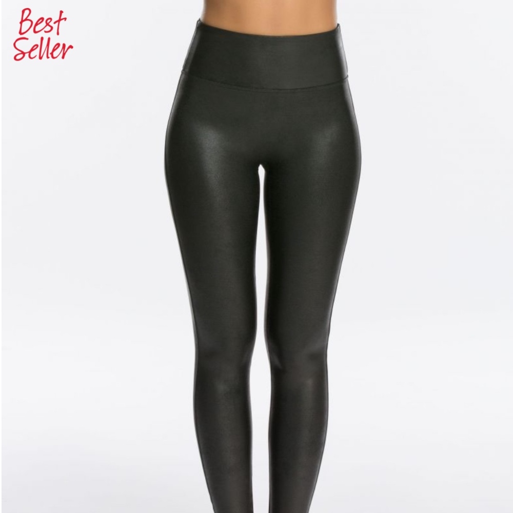 NWT - SPANX PETITE FAUX LEATHER LEGGINGS - XL
